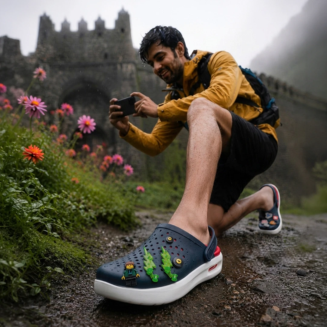 Man wearing lavender footwear